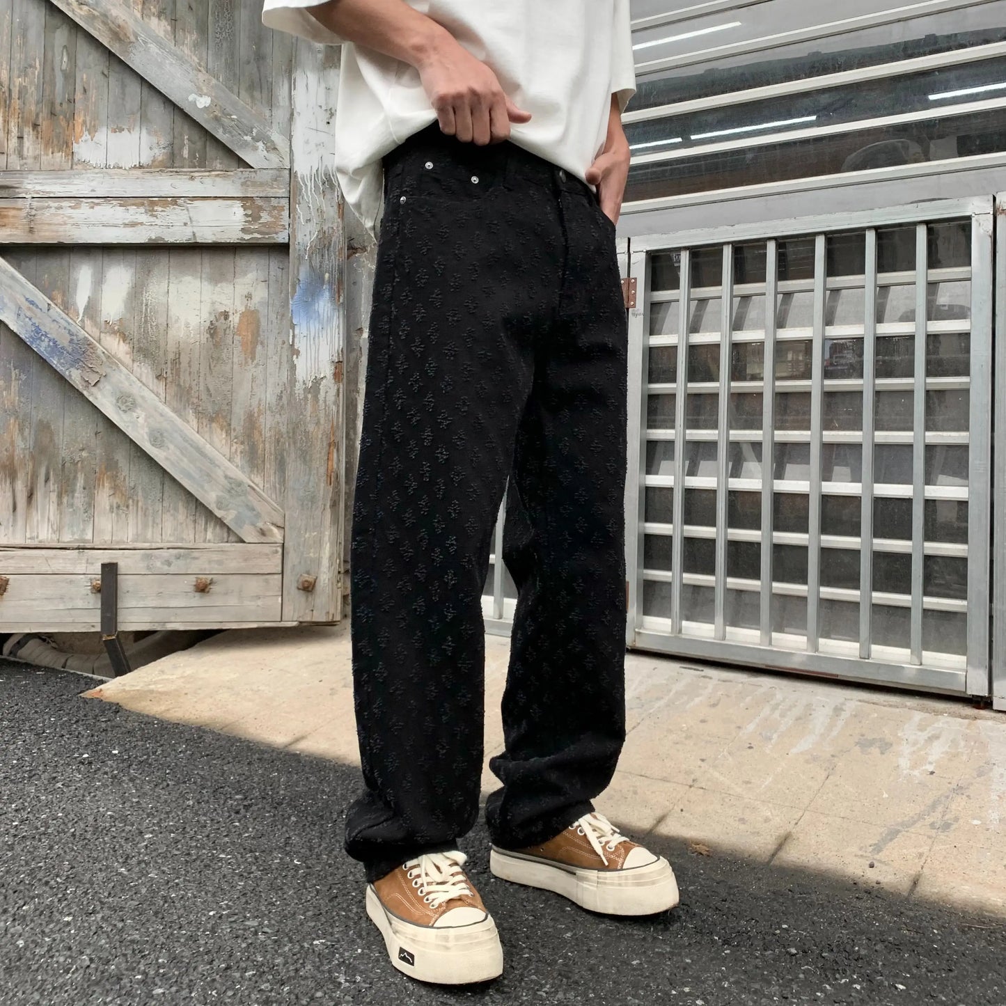 Jacquard Denim Jeans