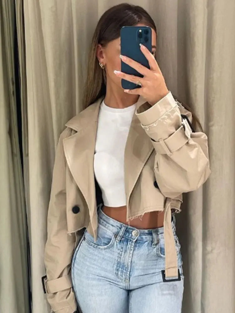Belt Cropped Trench Coat