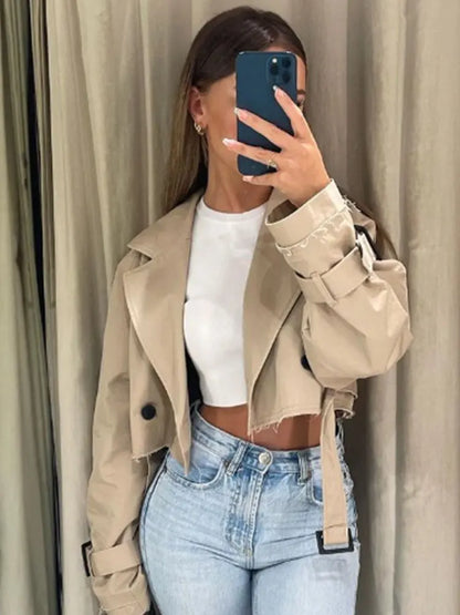 Belt Cropped Trench Coat