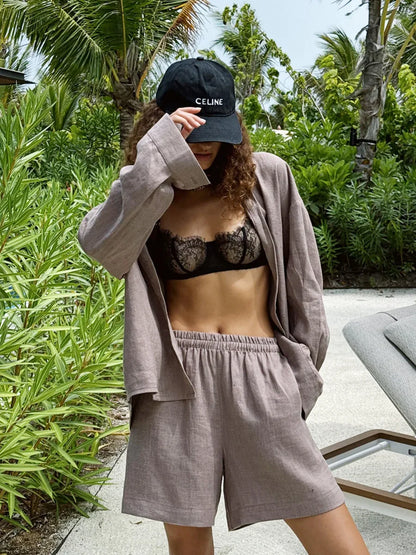 Lapel Long Summer Set