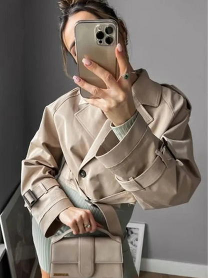 Belt Cropped Trench Coat